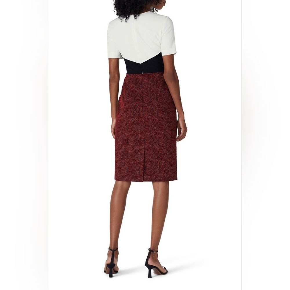 Jason Wu Red Jacquard Colorblock Dress - Picture 2 of 5